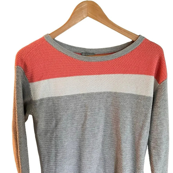 T by Talbots Womens Striped Textured Knitted Sweater Side Zippers Offices XS - Picture 3 of 9